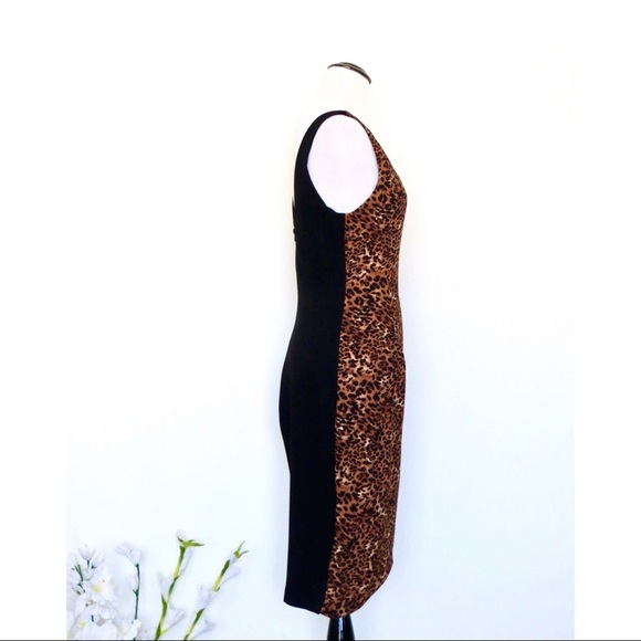 NEW! ASTR The Label Leopard Animal Print Cocktail Mini Dress Brown Black SZ M - Picture 5 of 6